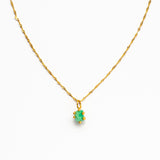 MUKILA Gold Chain with Morralla Emerald Pendant Stone